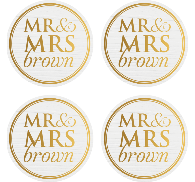 Elegant Mr & Mrs customisable wedding coaster - TenStickers