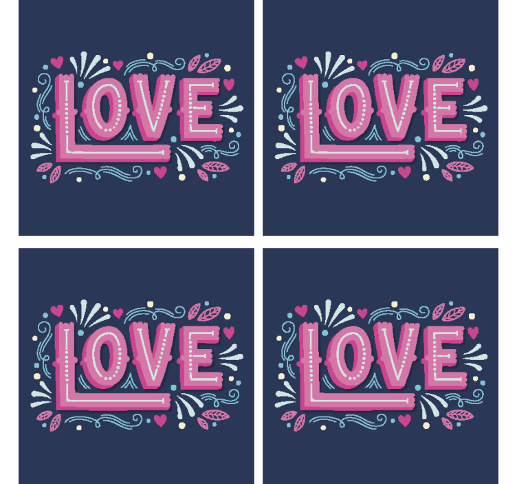 Love in retro style drink coaster - TenStickers