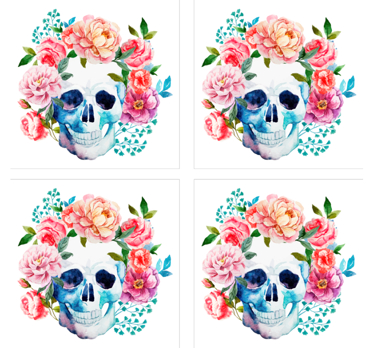 Skull flowers drink coaster - TenStickers