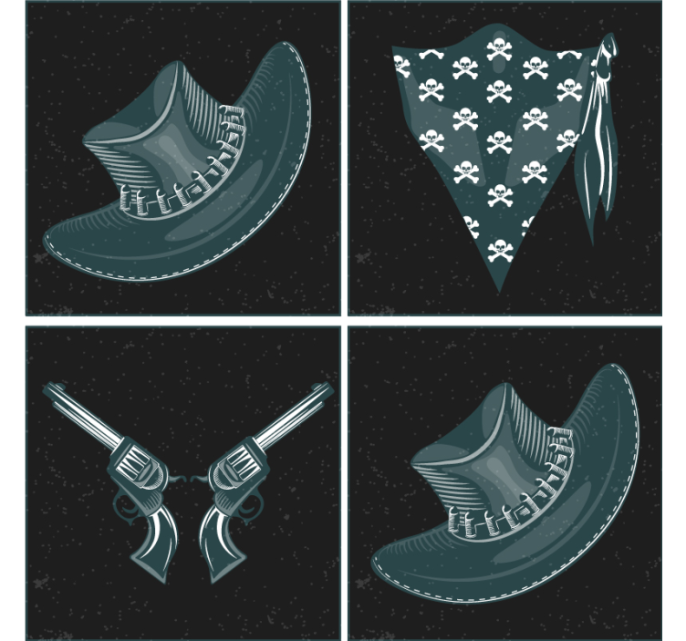 Geek coasters crossed revolvers and bandana - TenStickers