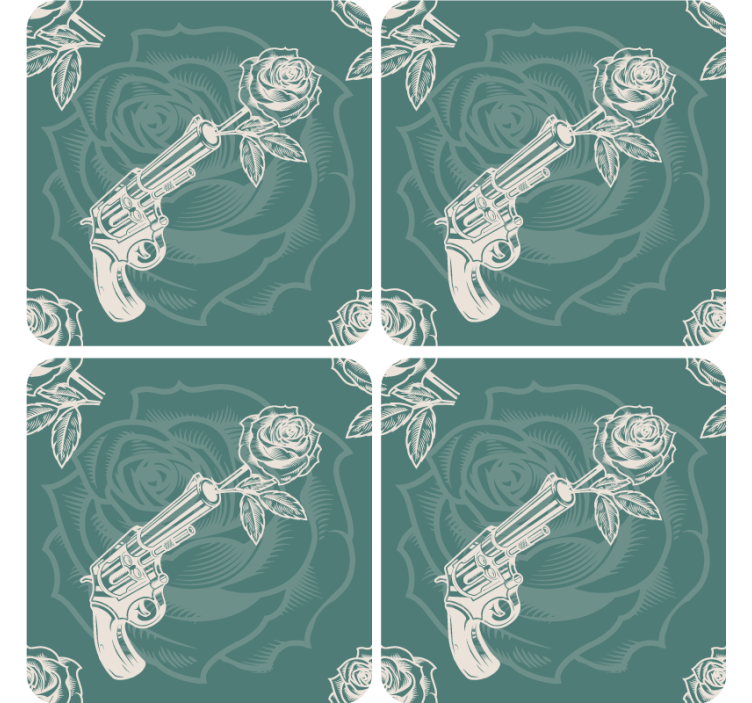 Geek coasters revolver with rose - TenStickers