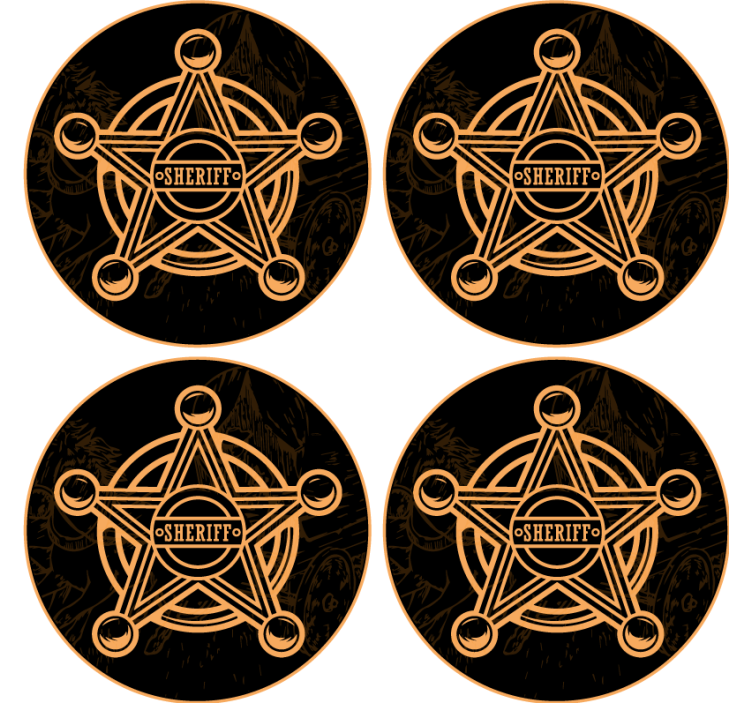Beer mats with sheriff star emblem design - TenStickers