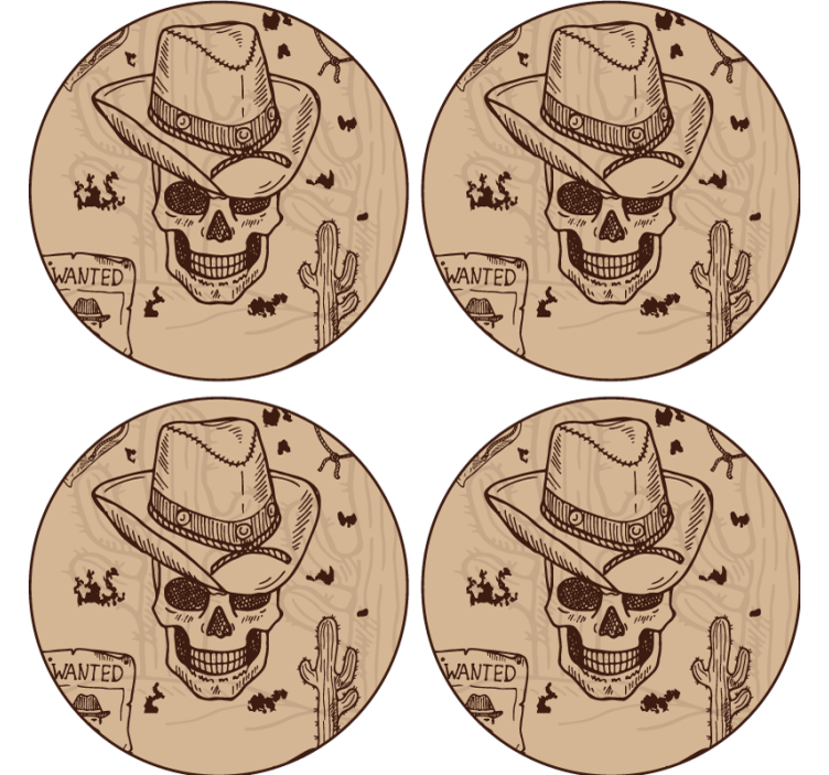 Geek coasters skull with cowboy hat - TenStickers