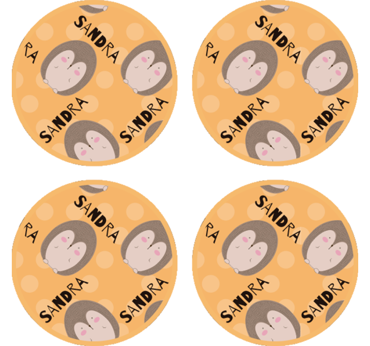 Personalisable coasters with an adorable hedgehog design - TenStickers