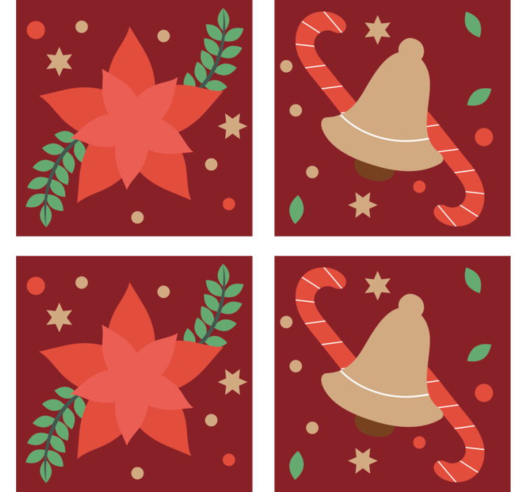 Christmas coaster poinsettia and bell design - TenStickers