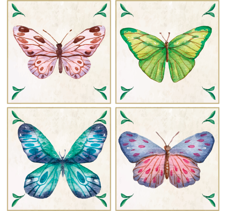 butterflies tiles butterfly coaster - TenStickers
