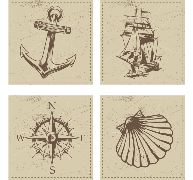 Vintage coasters nautical symbols collection - TenStickers