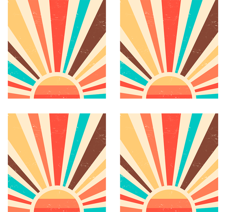 Abstract 70s sunset vintage coasters - TenStickers