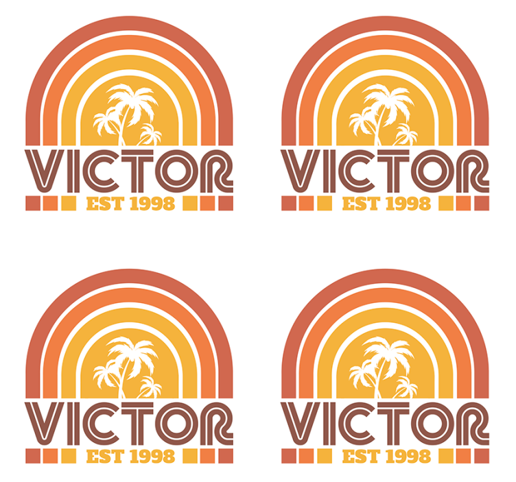 Personalisable coasters retro palm trees design - TenStickers