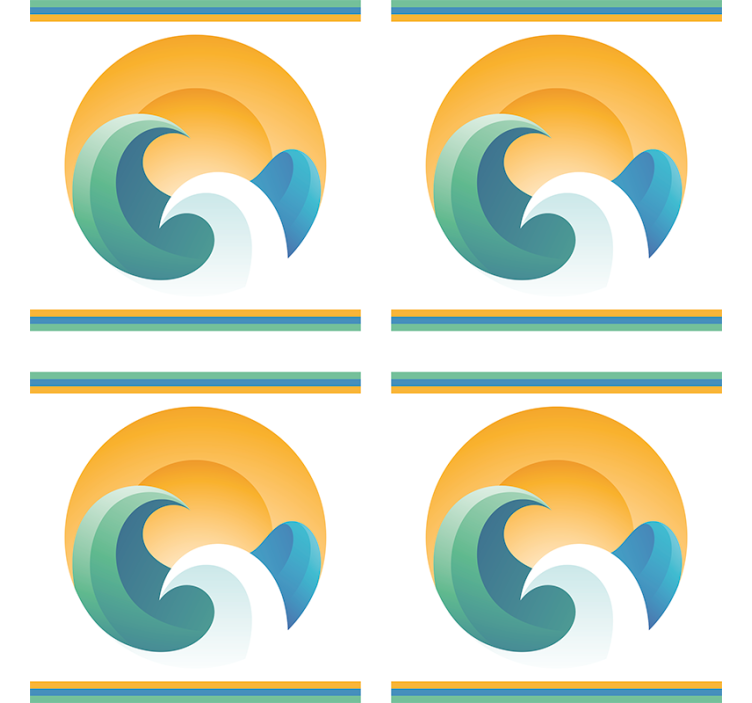 Sun and waves 70s coasters - TenStickers