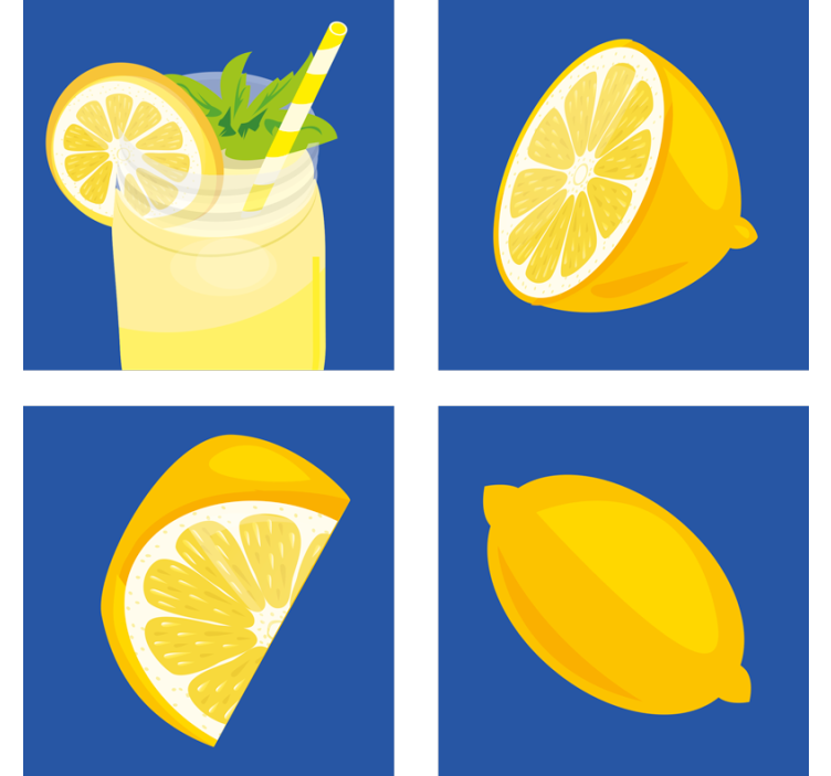 Tile coasters refreshing lemon drink - TenStickers