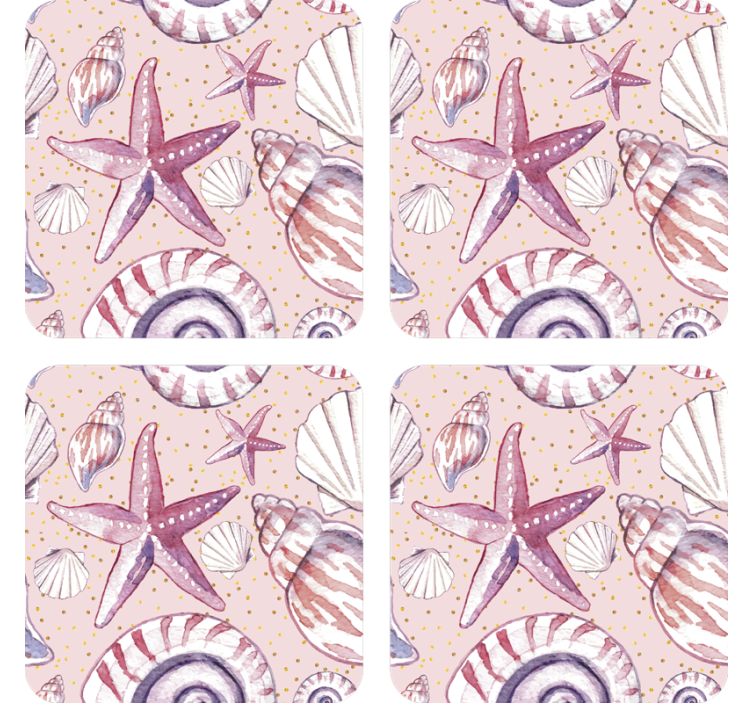 Sea Life pattern marine life coasters - TenStickers