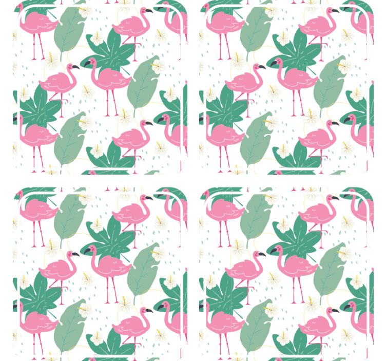 Geek coasters flamingo pattern with leaves - TenStickers