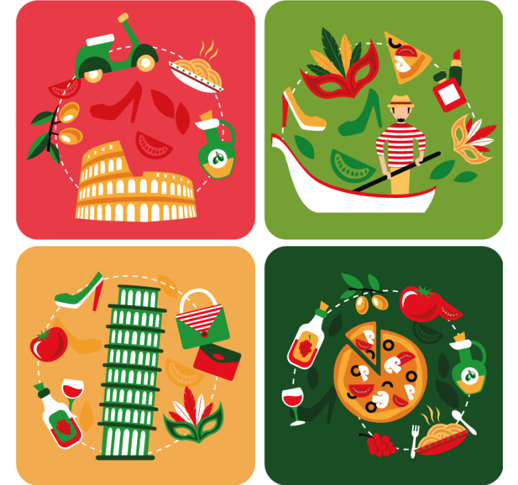 Geek coasters italian culinary adventure - TenStickers