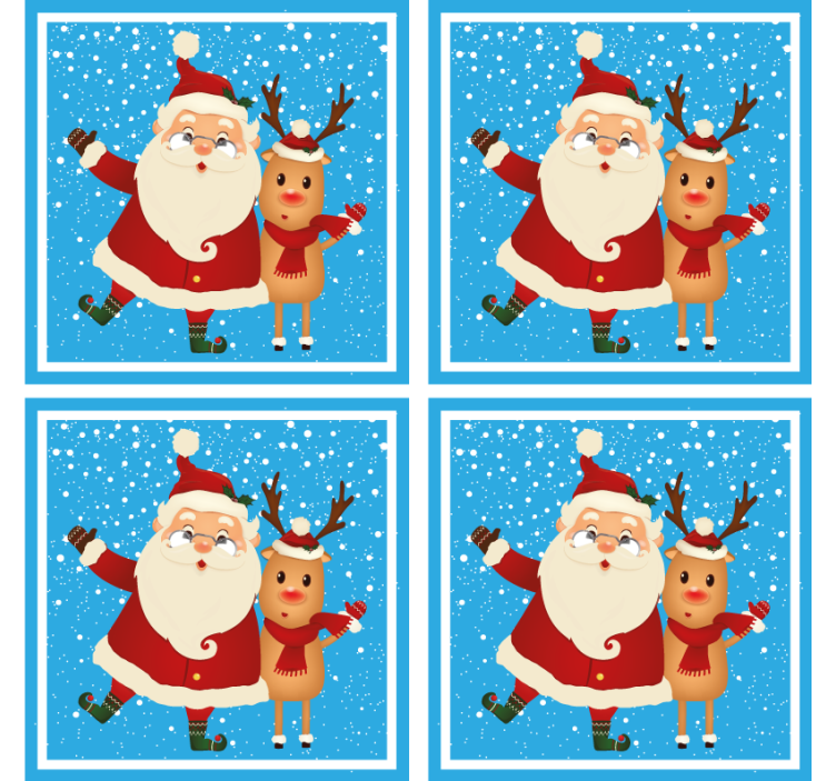Christmas coaster santa and reindeer design - TenStickers