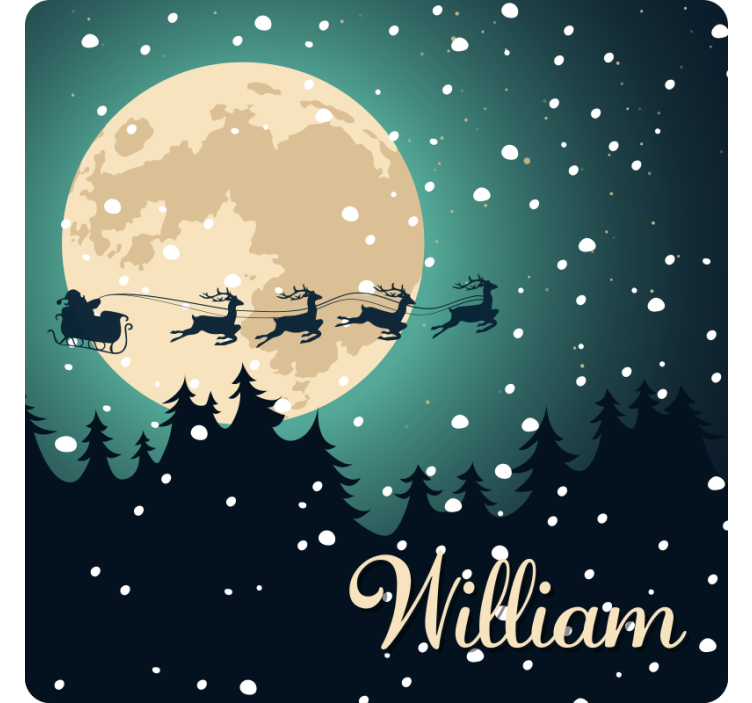 Santa Sleigh Moonlight Christmas coaster - TenStickers