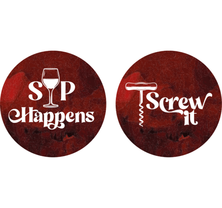 Text coasters with wine humor sayings - TenStickers