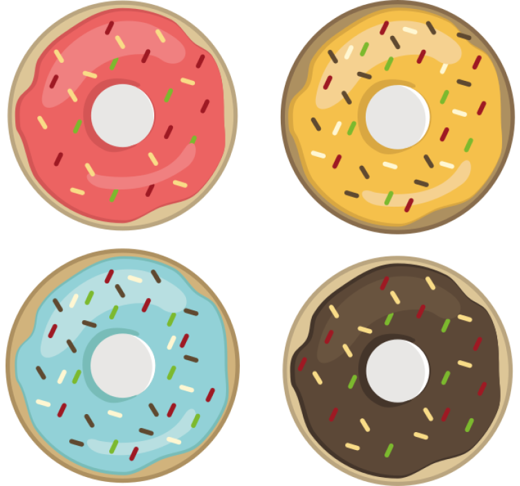 Geek coasters with colorful donut designs - TenStickers