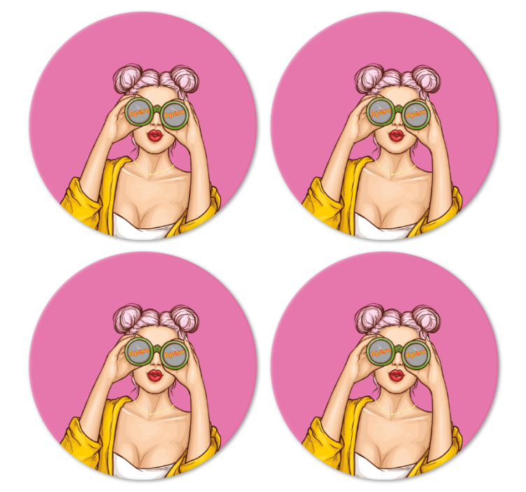 Pop art girl  modern coaster - TenStickers