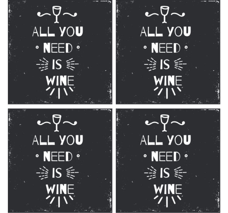 Text coasters wine is constantly necessary - TenStickers
