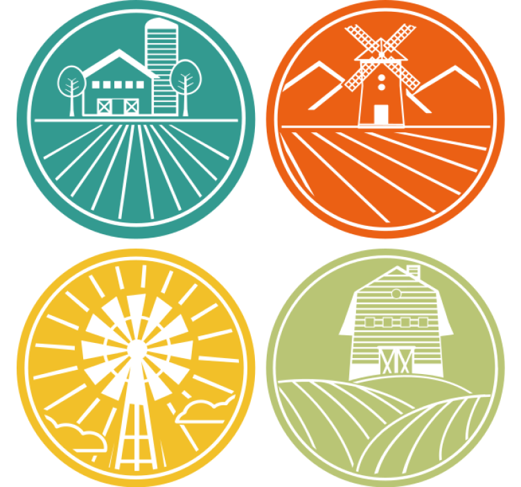 Vintage coasters with farm-themed round designs - TenStickers