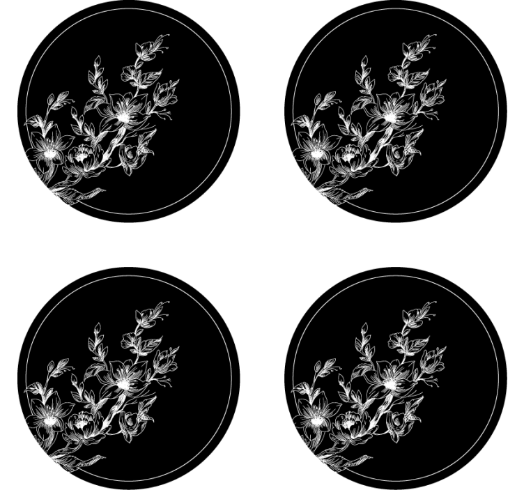 Coasters floral line art design - TenStickers