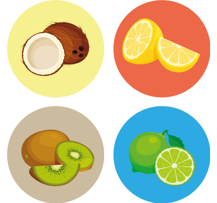 Modern coasters fruit illustration set - TenStickers