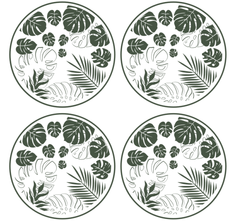 Coasters with lush greenery circle design - TenStickers