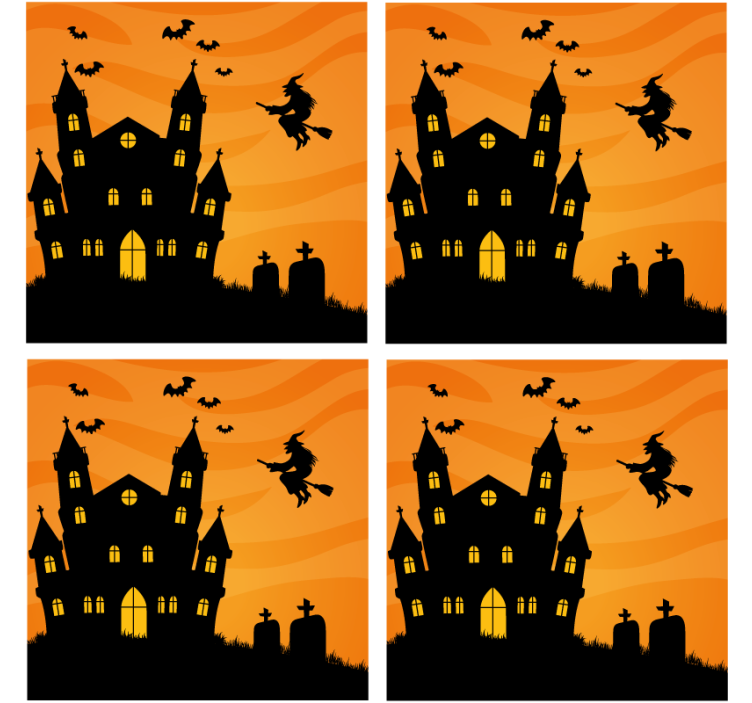 Halloween coaster haunted house silhouette coaster - TenStickers