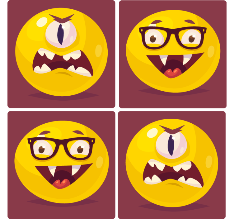 Geek coasters whimsical smiley faces - TenStickers
