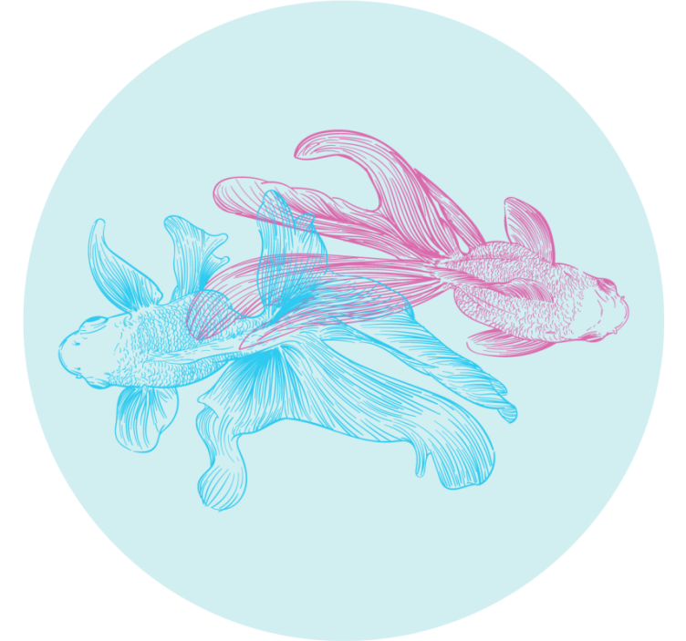 Geek coasters with dual-colored fish art - TenStickers