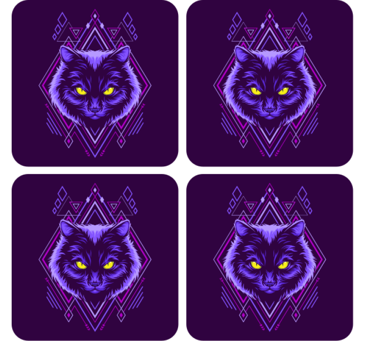 Geek coasters sleek cat illustration - TenStickers