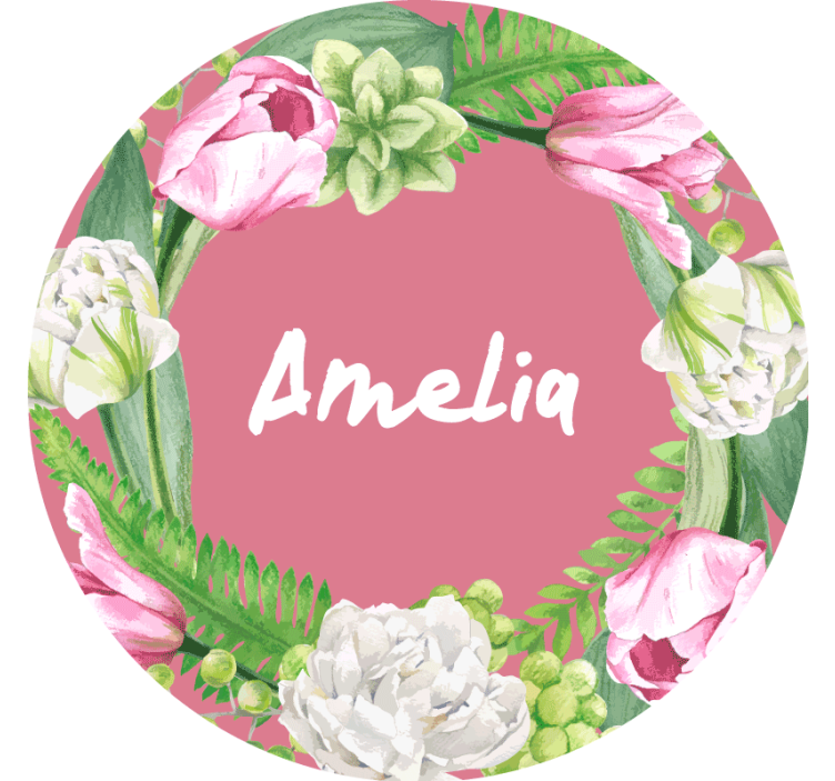 Personalisable coasters floral pink wreath - TenStickers