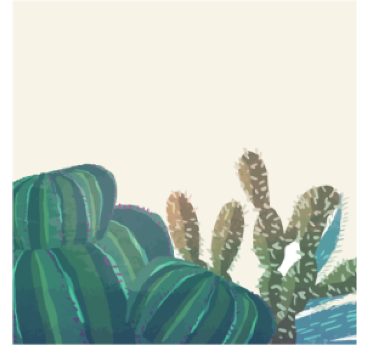 Cacti arrangement with texture coasters - TenStickers