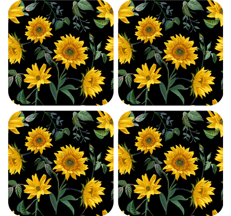 Modern coasters sunflower floral design - TenStickers