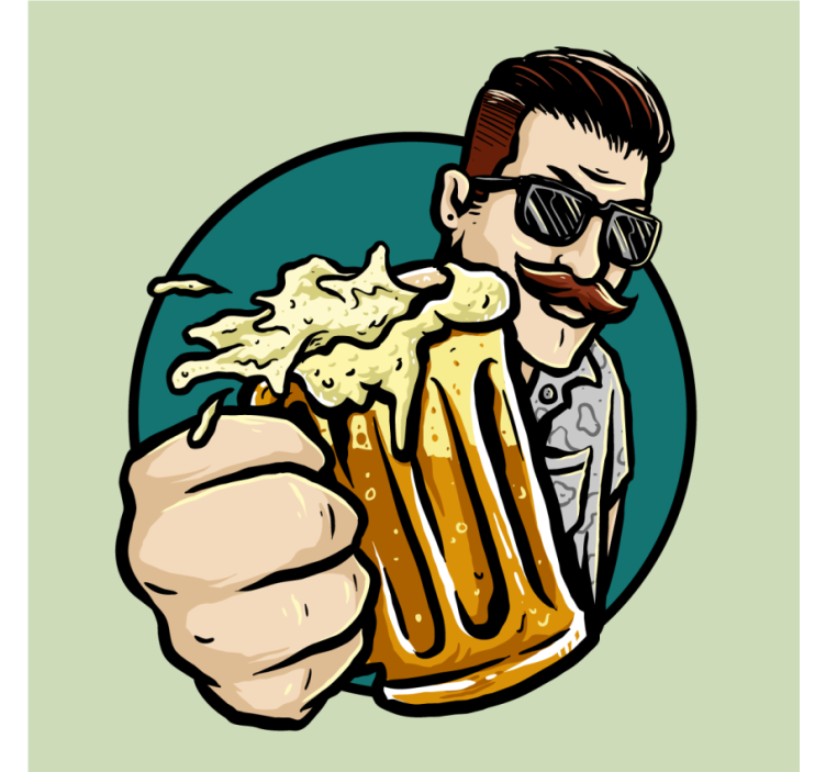Beer mats mustached man with mug - TenStickers