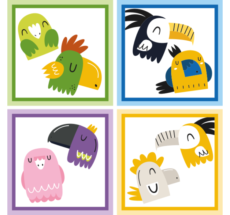 Colorful bird faces beer mats - TenStickers