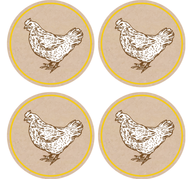 Vintage coasters with charming chicken design - TenStickers