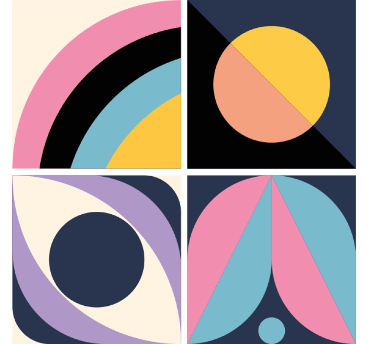 Modern coasters in geometric color blocks - TenStickers