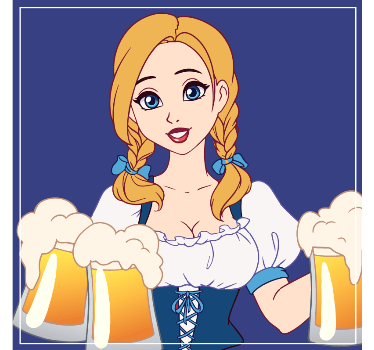 Beer mats with cheerful bartender illustration - TenStickers