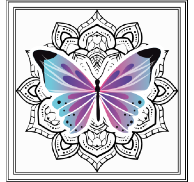 Colorful butterfly mandala coasters - TenStickers