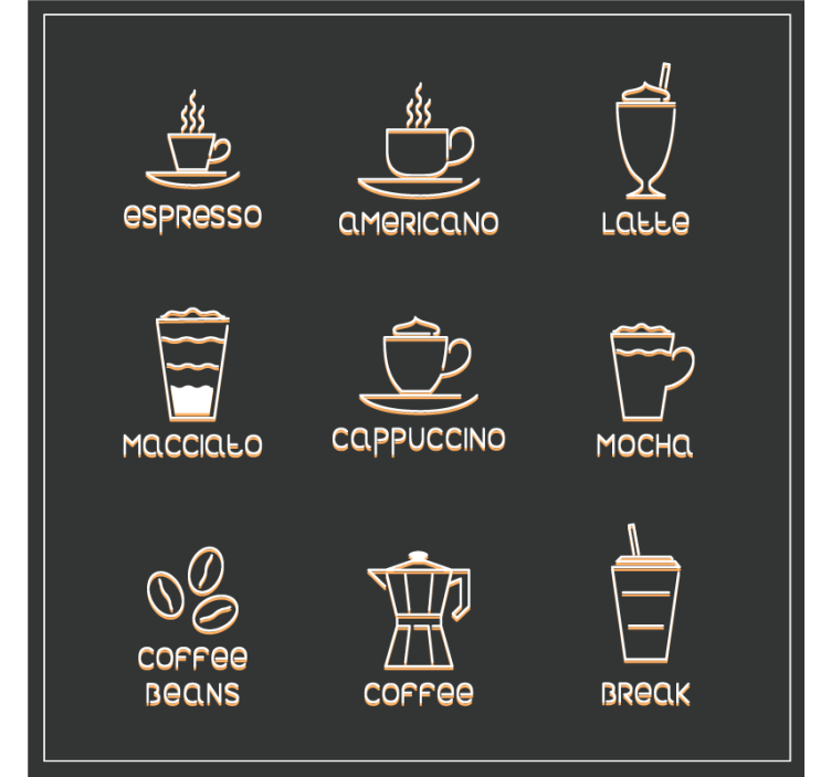Text coasters coffees & beverages guide - TenStickers