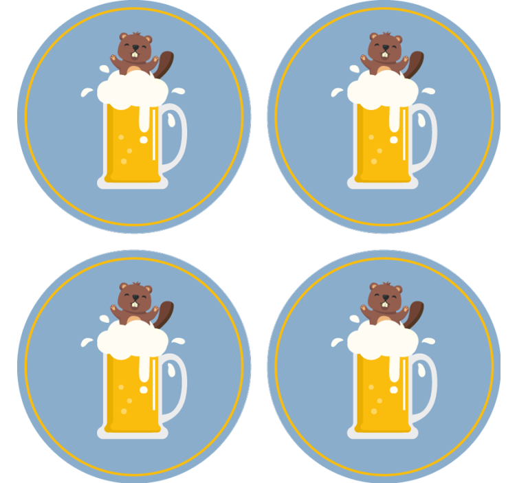 Cartoon beaver beer blue mats - TenStickers