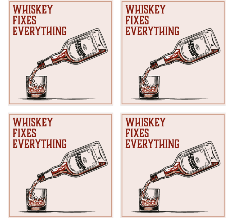 Text coasters whiskey pouring design - TenStickers