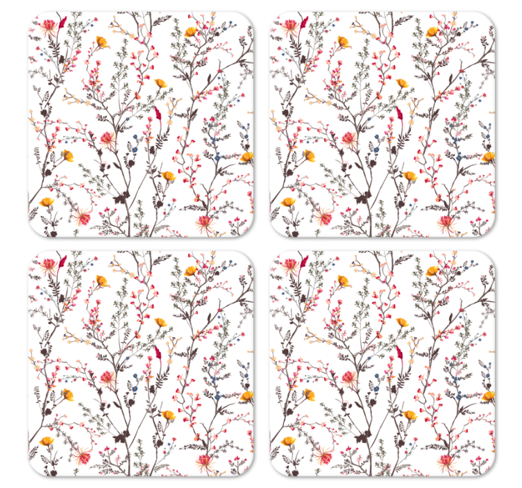 Modern coasters with botanical motif and birds - TenStickers