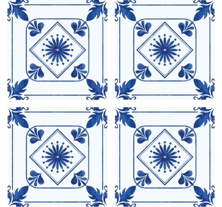 Tile coasters elaborate floral arrangement - TenStickers