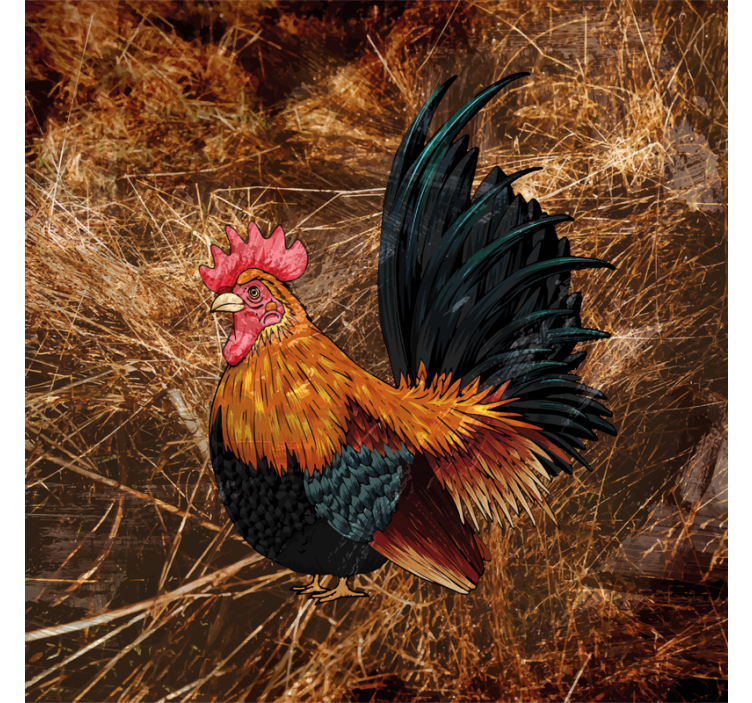 Vintage coasters colorful rooster artwork - TenStickers