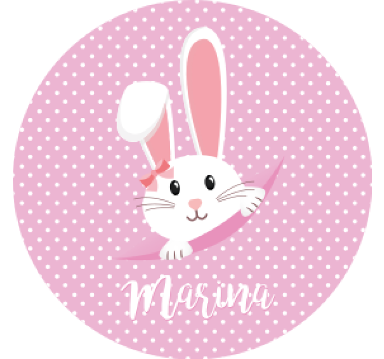 Cute bunny for girl with name coasters - TenStickers