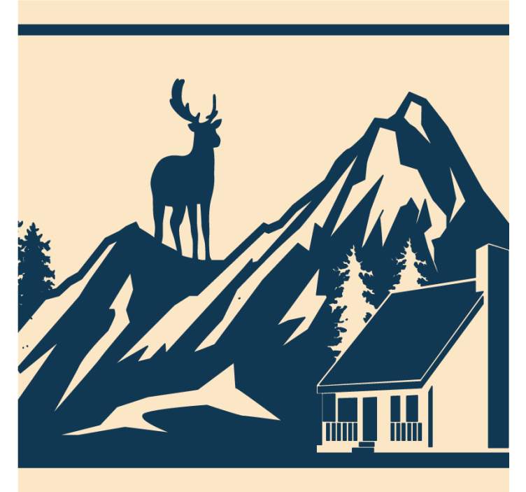 Vintage coasters mountain landscape with stag - TenStickers