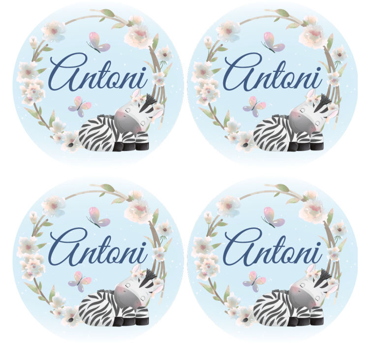 Personalisable coasters personalized zebra illustration - TenStickers